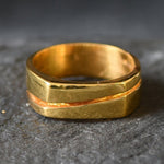 Gold Unisex Ring, Flat Top Band, Geometrical Ring, Wedding Band, Gold Plated Ring, Thick Band, Sturdy Ring, Asymmetric Ring, Gold Vermeil