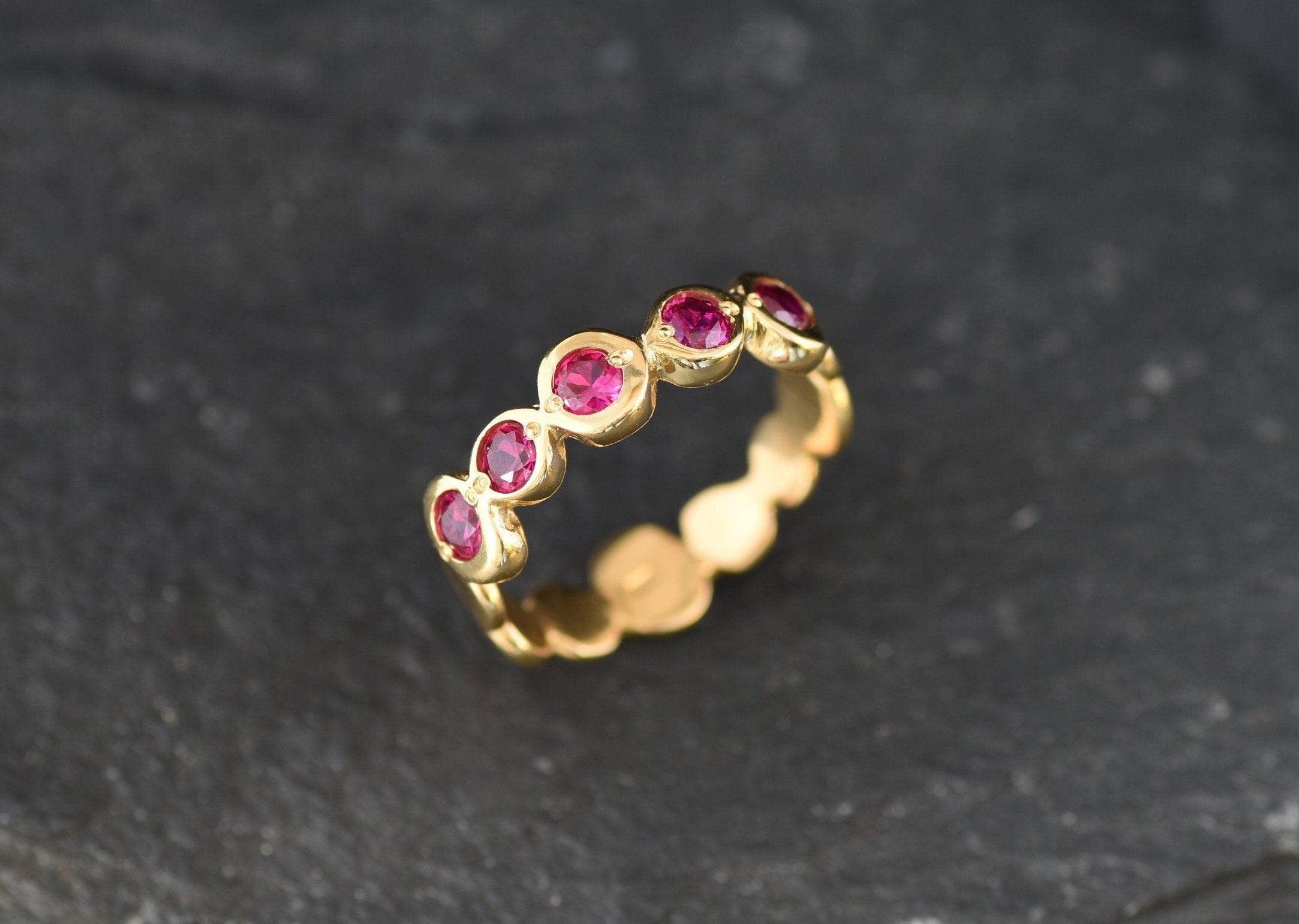 Created Ruby Gold Bubble Band