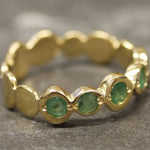 Emerald Band, Natural Emerald Ring, Stackable Band, May Birthstone, Vintage Ring, Boho Ring, Hippie Ring, Green Band, Solid Silver Ring