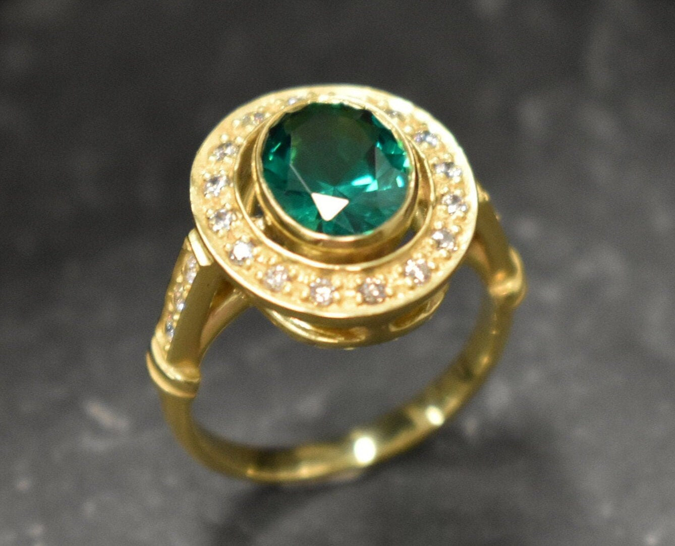 Gold Emerald Ring, Gold Antique Ring, Gold Vintage Ring, Antique Emerald Ring, Antique Rings, Sterling Silver Ring, Created Emerald Ring