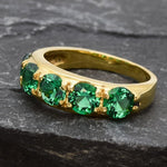 Gold Emerald Band, Created Emerald, Gold Half Eternity Band, Gold Statement Band, Created Emerald Band, Gold Plated Band, Wide Thick Band