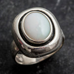 Large Opal Ring, Natural Opal, Vintage Rings, October Birthstone, Statement Ring, Large Stone Ring, 6 Carat Ring, White Ring, Silver Ring