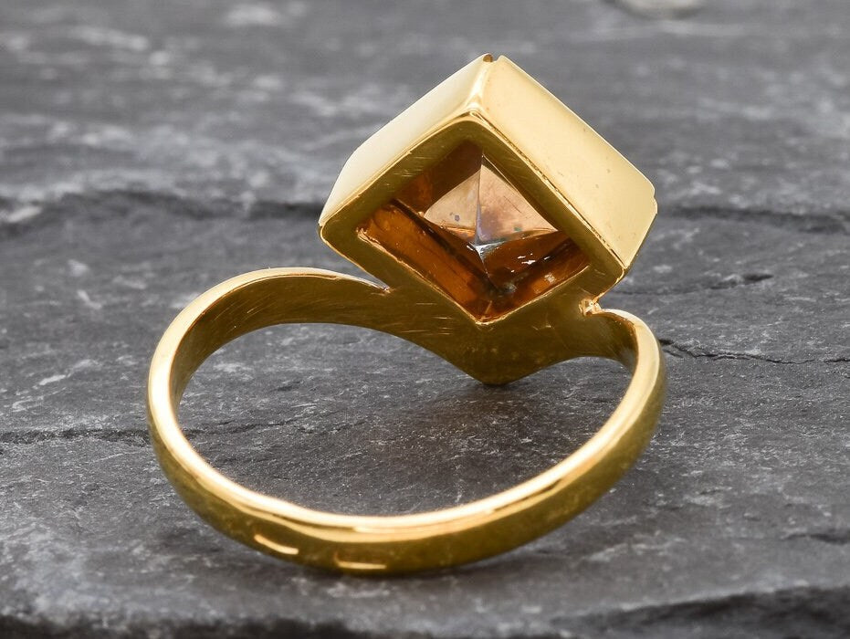 Gold Mystic Topaz Ring, Natural Mystic Topaz, Mystic Topaz Ring, Purple Square Ring, Princess Cut Ring, Purple Stone Ring, Gift For Her, 18K