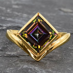 Gold Mystic Topaz Ring, Natural Mystic Topaz, Mystic Topaz Ring, Purple Square Ring, Princess Cut Ring, Purple Stone Ring, Gift For Her, 18K