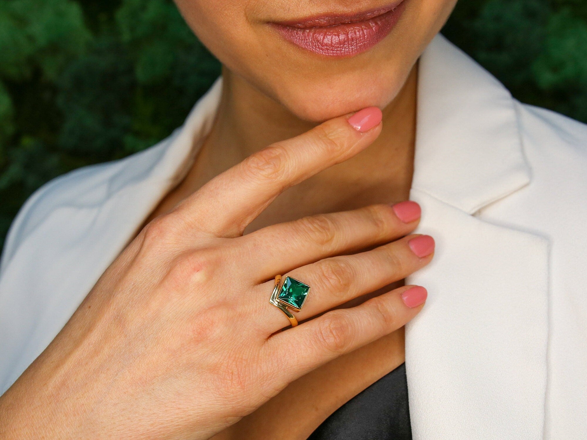 Gold Mystic Topaz Ring, Natural Mystic Topaz, Mystic Topaz Ring, Purple Square Ring, Princess Cut Ring, Purple Stone Ring, Gift For Her, 18K