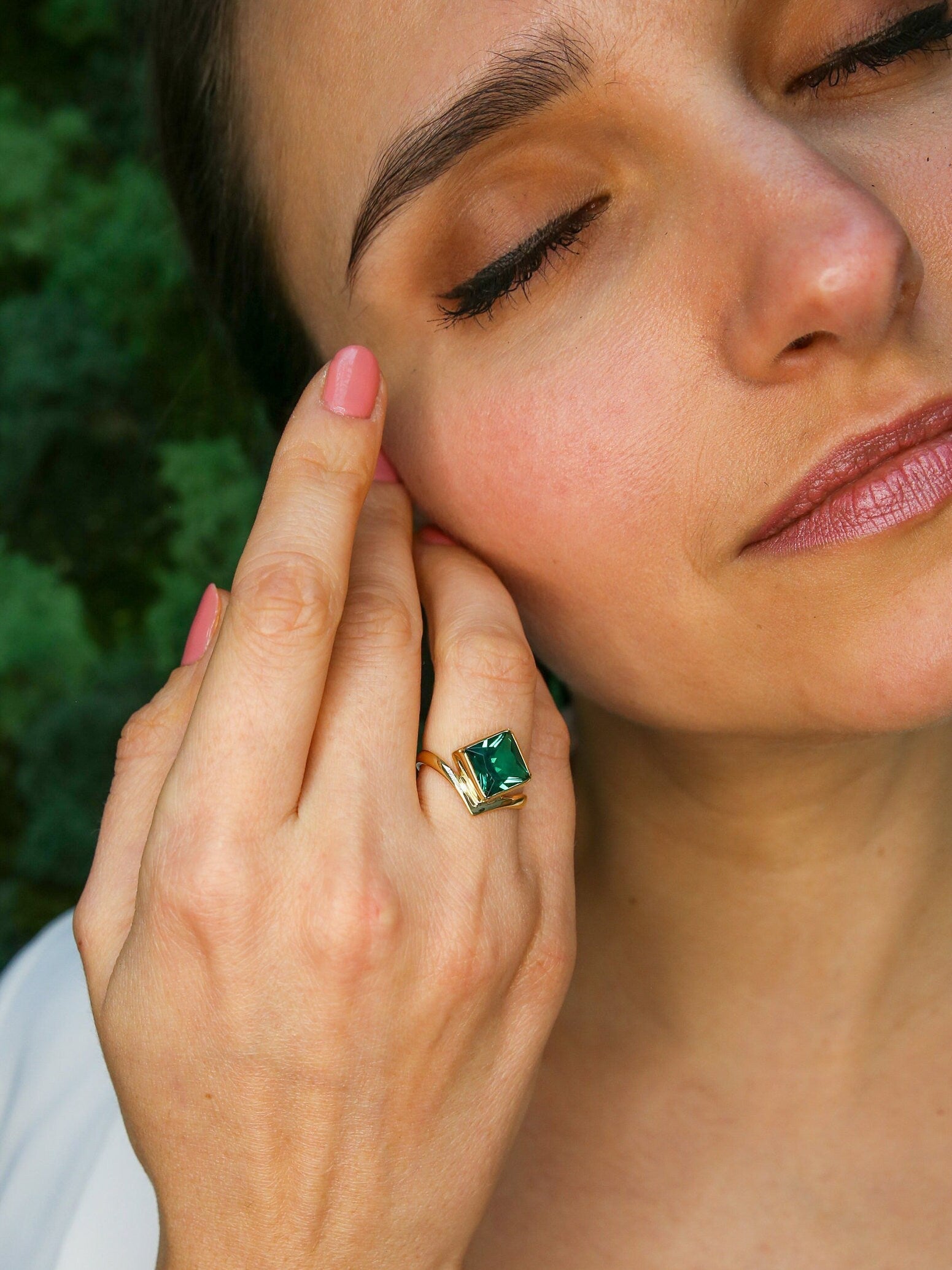 Gold Mystic Topaz Ring, Natural Mystic Topaz, Mystic Topaz Ring, Purple Square Ring, Princess Cut Ring, Purple Stone Ring, Gift For Her, 18K