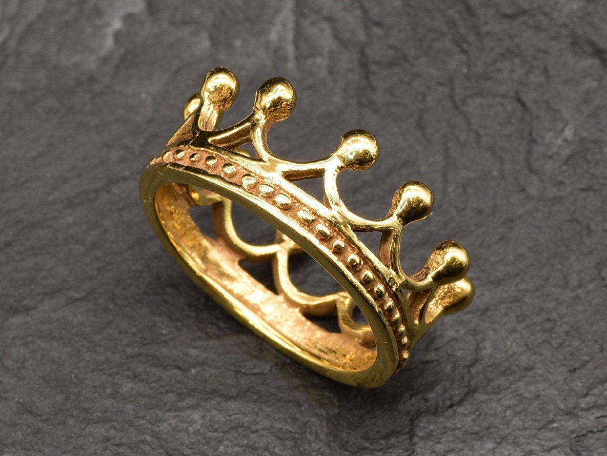 old Crown Ring, Tiara Band, 18k Gold Vermeil
