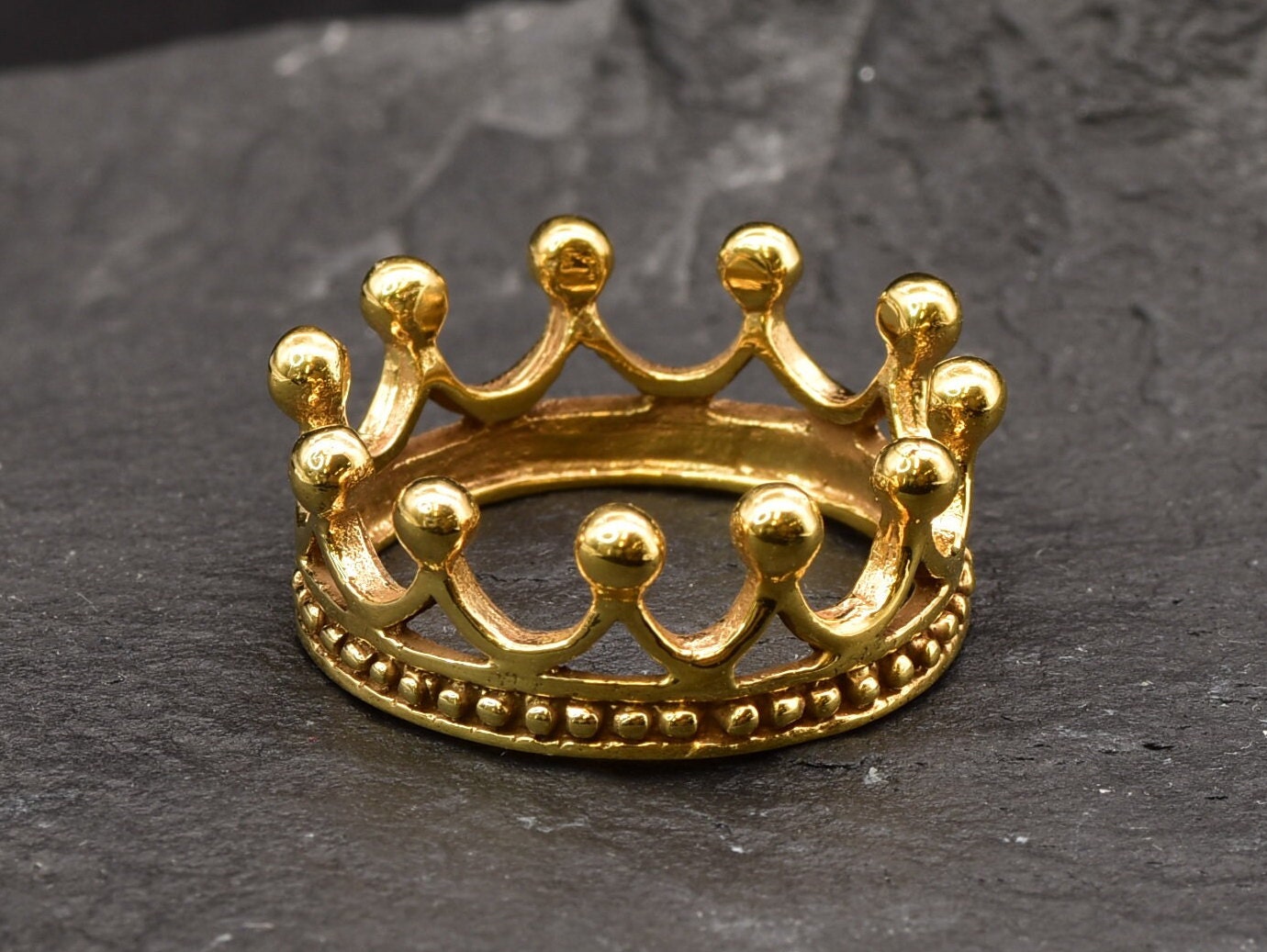 old Crown Ring, Tiara Band, 18k Gold Vermeil