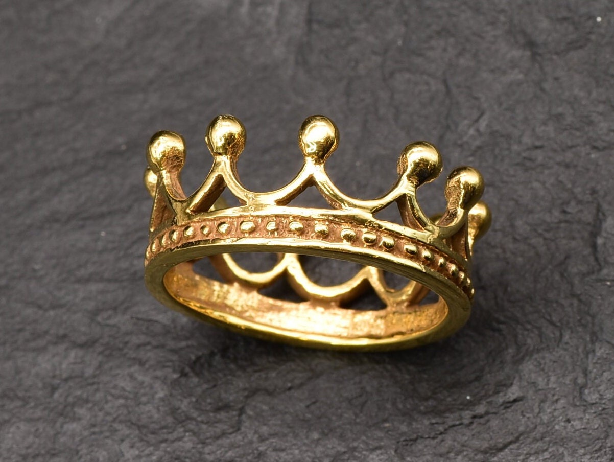 old Crown Ring, Tiara Band, 18k Gold Vermeil