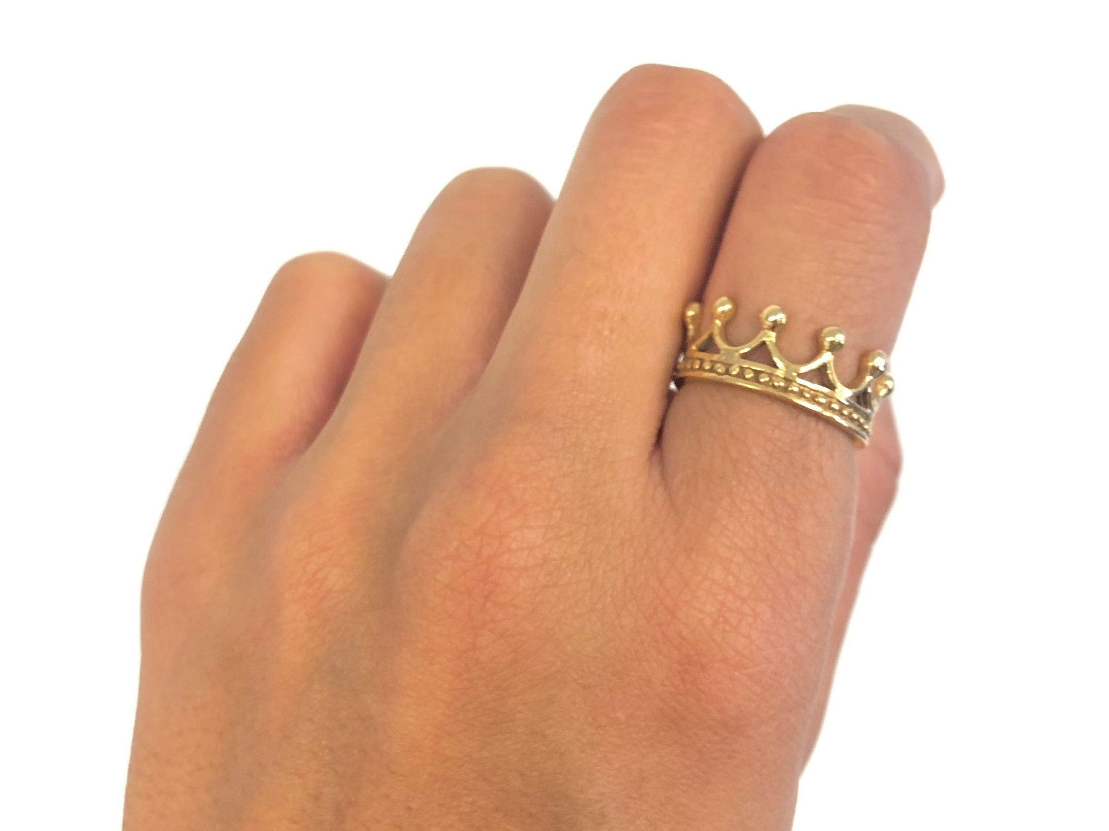 old Crown Ring, Tiara Band, 18k Gold Vermeil