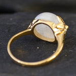 Natural Rainbow Moonstone Leaf Ring in Gold Vermeil