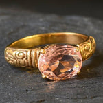 Gold Morganite Ring, Created Morganite, Gold Tribal Ring, Pink Diamond Ring, Tribal Ring, Vintage Ring, Morganite Ring, Gold Vermeil Ring
