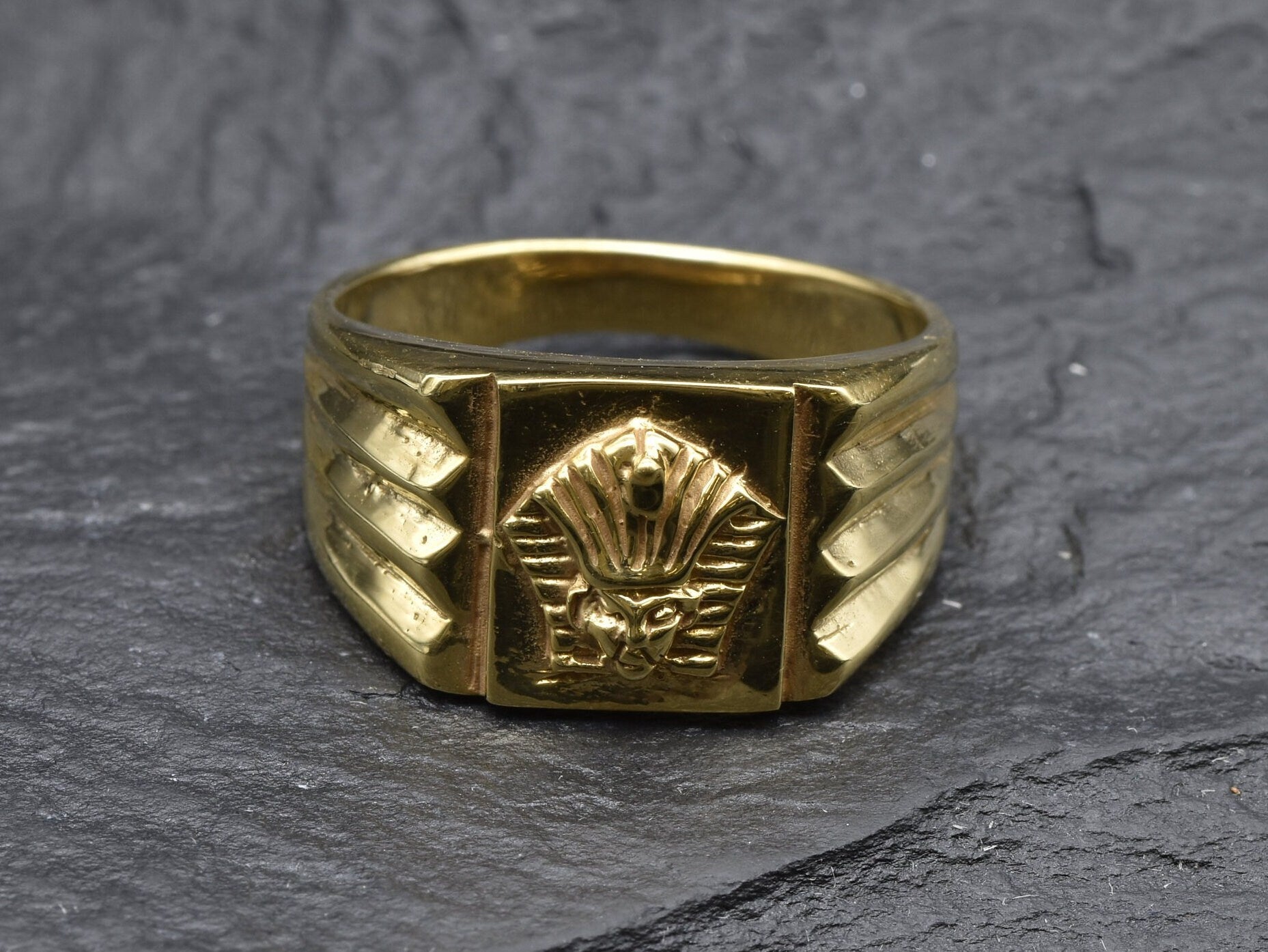 Gold Egyptian Ring, Symbolic Ring, Unisex Ring, Pharaoh Ring, Egyptian Style Ring, Gold Ring, Original Band, Handmade ring, Pharaoh Band
