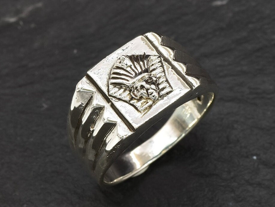 Pharaoh Ring, Silver Egyptian Ring, Silver Chunky Ring, Symbolic Ring, Unisex Ring, Pharaoh Jewelry, Silver Wide Ring, 925 Sterling Silver