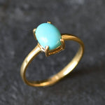 Turquoise Ring, Natural Turquoise, December Birthstone, Blue Solitaire Ring, Blue Vintage Ring, Dainty Blue Ring, Blue Ring, 925 Silver Ring