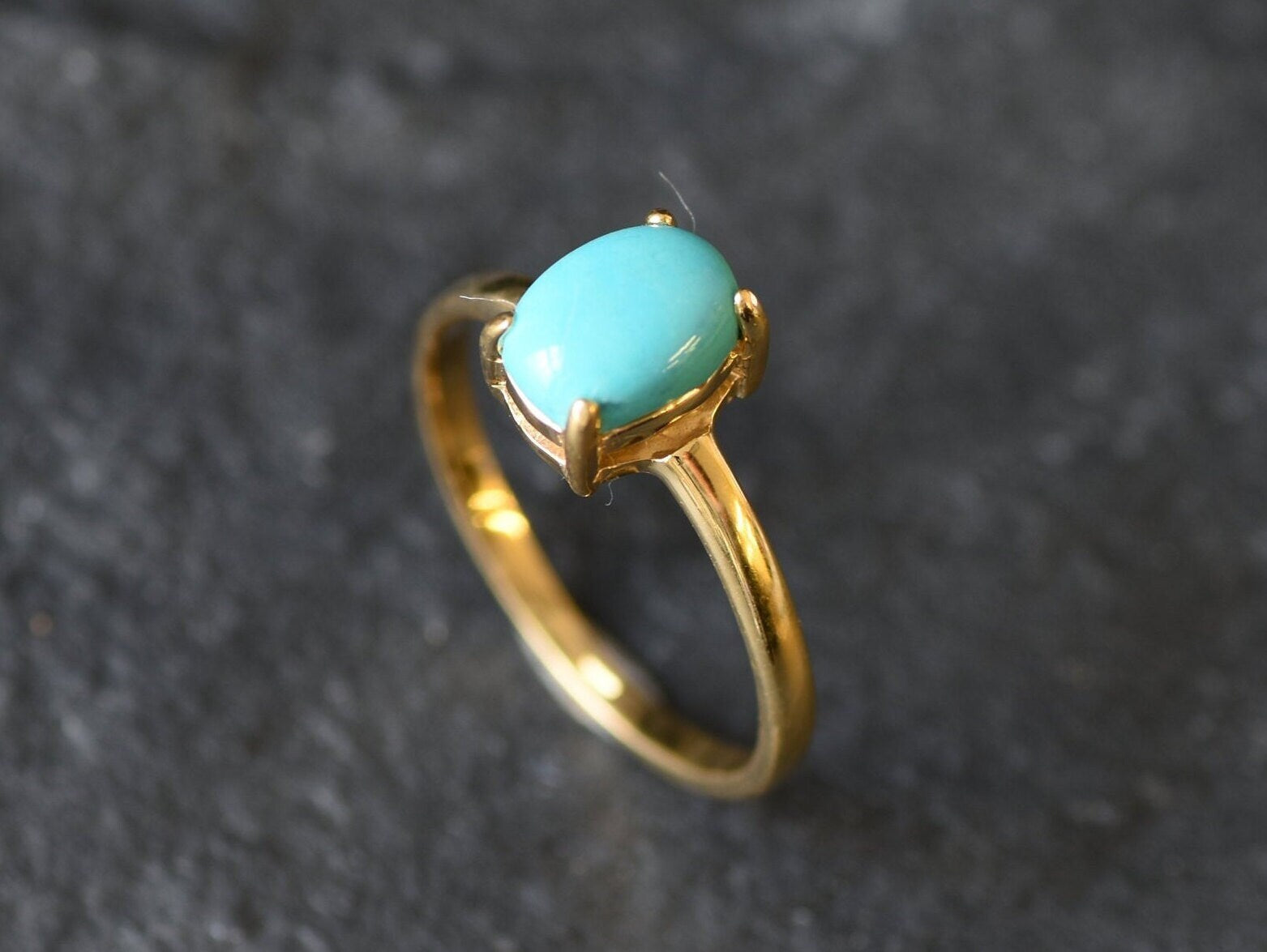 Turquoise Ring, Natural Turquoise, December Birthstone, Blue Solitaire Ring, Blue Vintage Ring, Dainty Blue Ring, Blue Ring, 925 Silver Ring