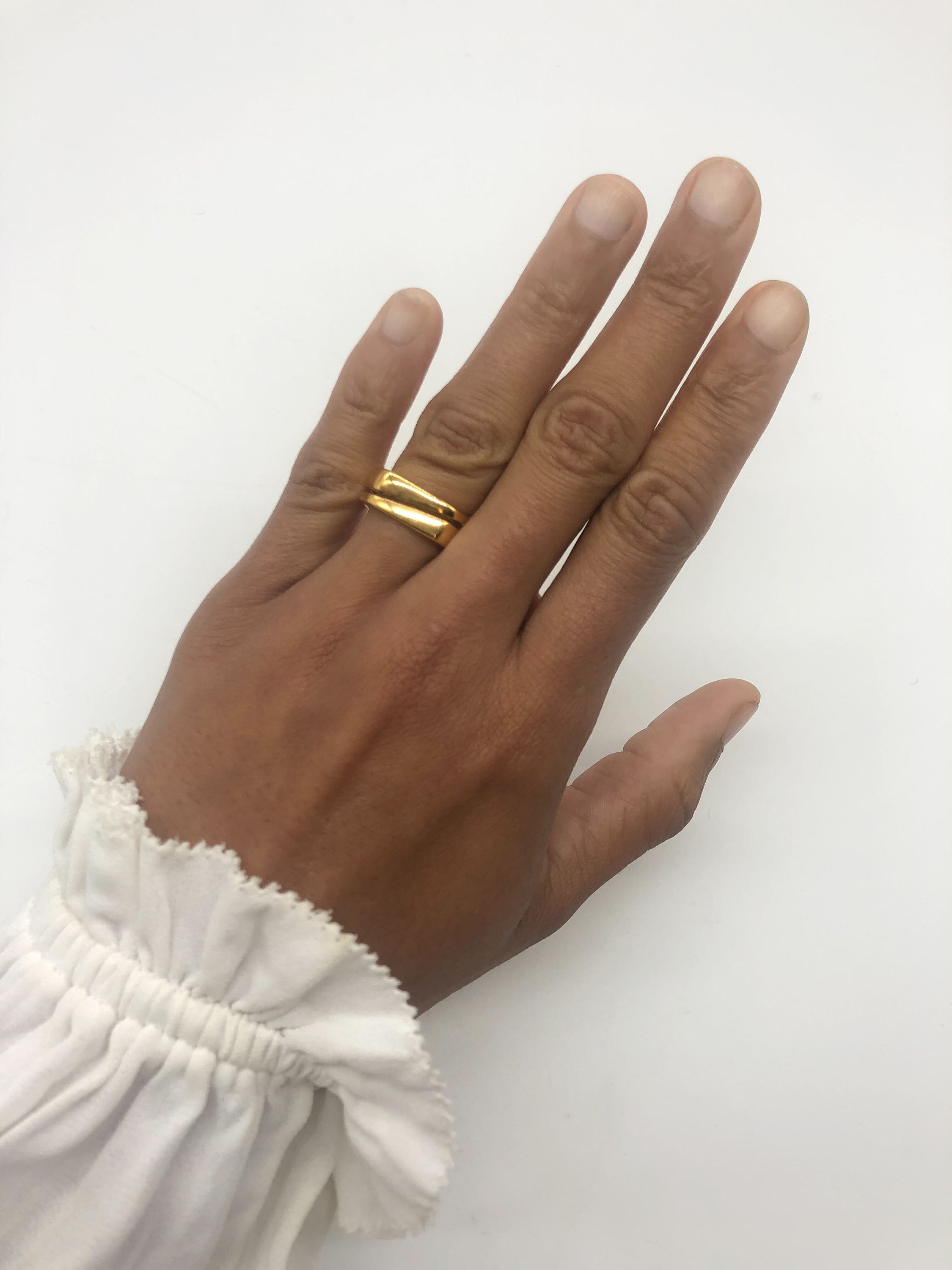 Gold Unisex Ring, Flat Top Band, Geometrical Ring, Wedding Band, Gold Plated Ring, Thick Band, Sturdy Ring, Asymmetric Ring, Gold Vermeil