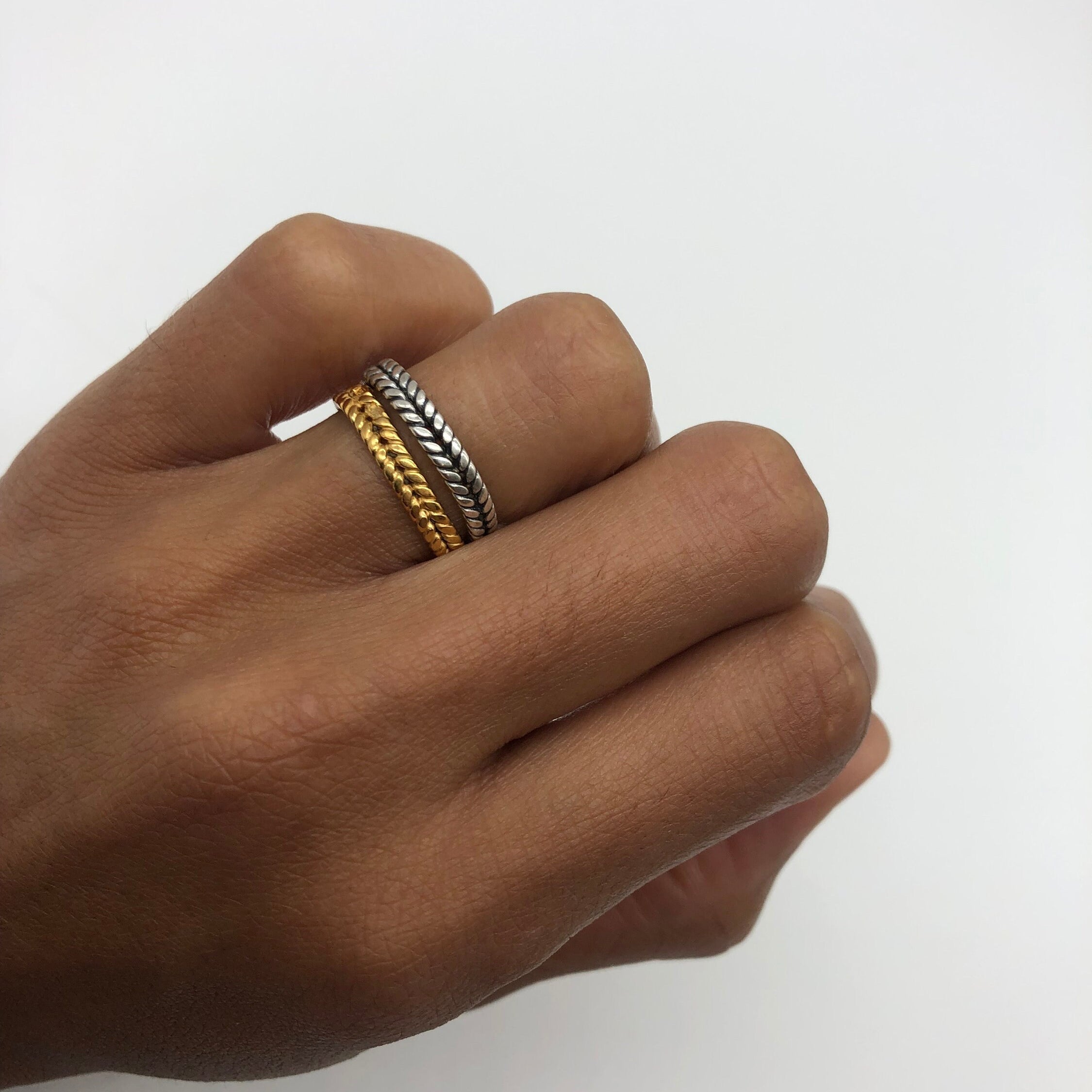 Gold Braided Boho Ring, Stackable Gold Ring, Vintage Ring, Minimalist Gold Band, 18k Gold Vermeil
