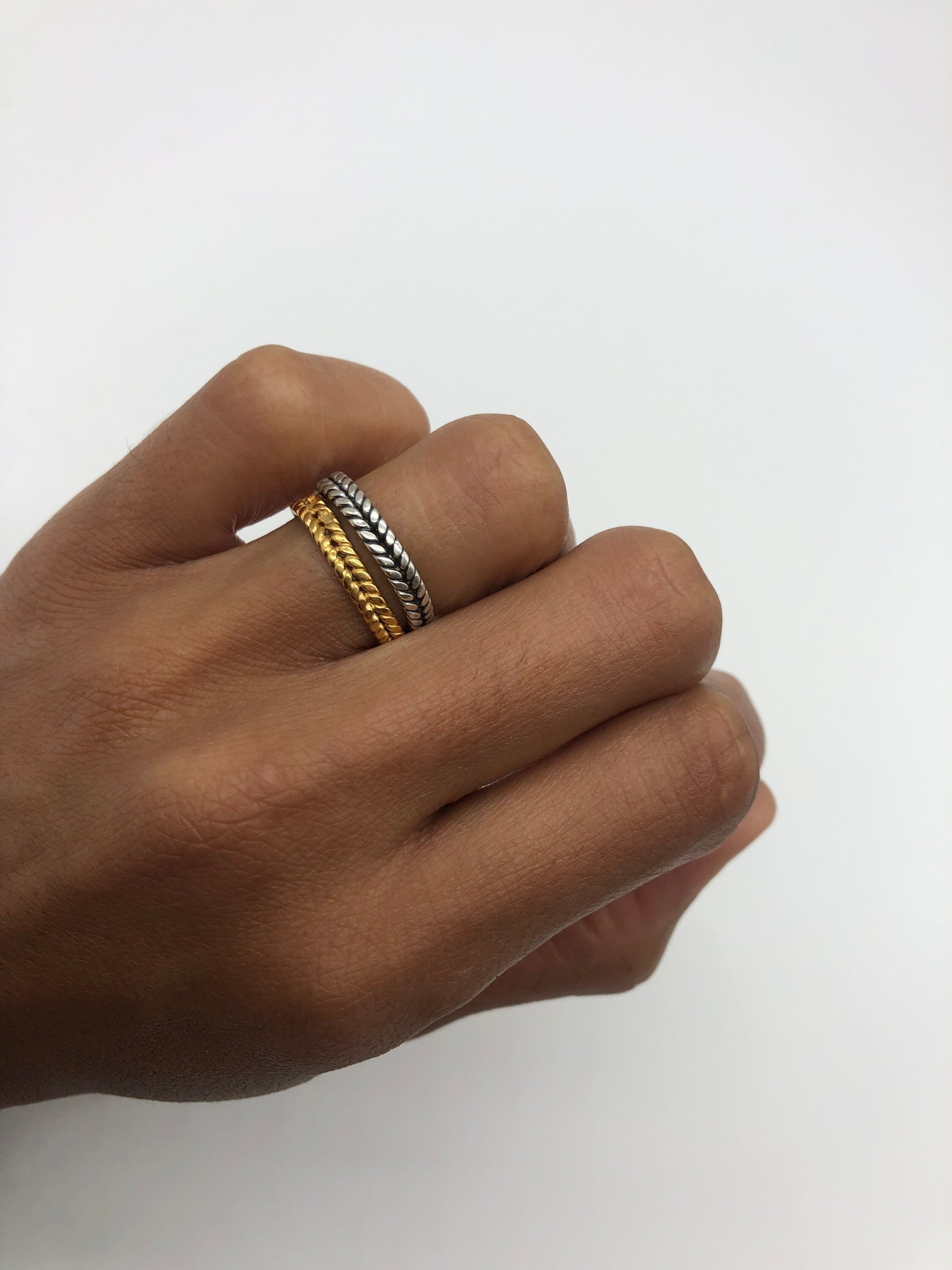 Gold Braided Boho Ring, Stackable Gold Ring, Vintage Ring, Minimalist Gold Band, 18k Gold Vermeil