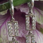 Zirconia Earrings, Bridal Earrings, Sterling Silver Earrings, Long Silver Earrings, Bridal, Bridal Jewelry