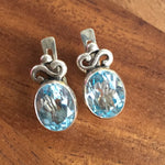 Vintage Topaz Studs, Blue Topaz Earrings, Natural Topaz, Blue Topaz Sky earrings, Evening Wear Jewelry Set, Bridal