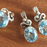 Vintage Topaz Studs, Blue Topaz Earrings, Natural Topaz, Blue Topaz Sky earrings, Evening Wear Jewelry Set, Bridal