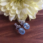 Vintage Topaz Studs, Blue Topaz Earrings, Natural Topaz, Blue Topaz Sky earrings, Evening Wear Jewelry Set, Bridal