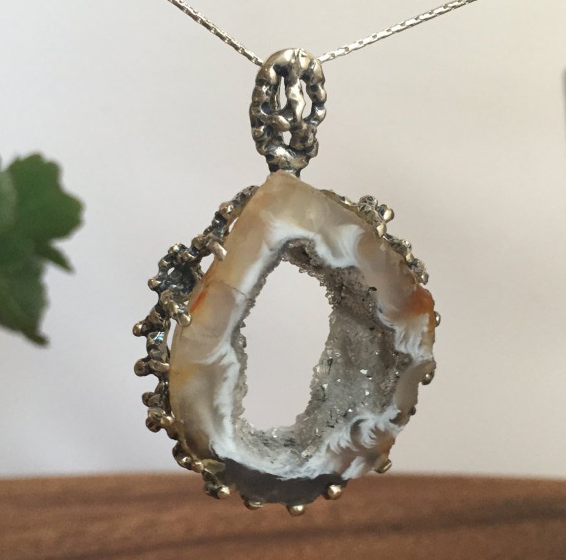 Raw Agate Pendant, Raw Stone Design, Agate Pendant, Raw Crystal Pendant, Rock Pendant, Antique Pendant, 925 Silver Pendant, Natural Pendant