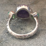 Chrysoprase Ring, Natural Chrysoprase, Charoite Ring, Charoite, Purple Ring, Purple Stone, Vintage Ring, Purple Stone Ring, Solid Silver