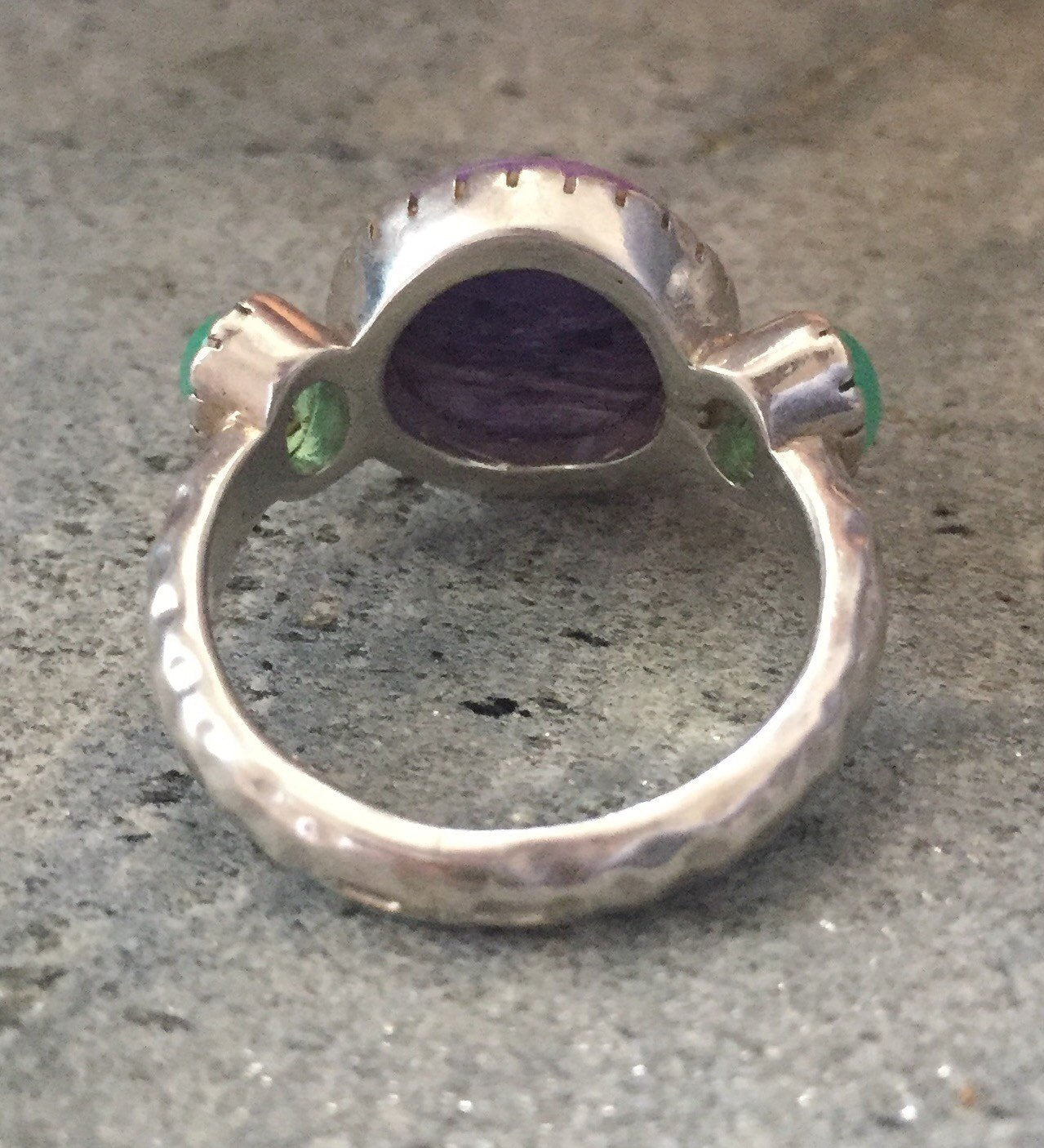 Chrysoprase Ring, Natural Chrysoprase, Charoite Ring, Charoite, Purple Ring, Purple Stone, Vintage Ring, Purple Stone Ring, Solid Silver