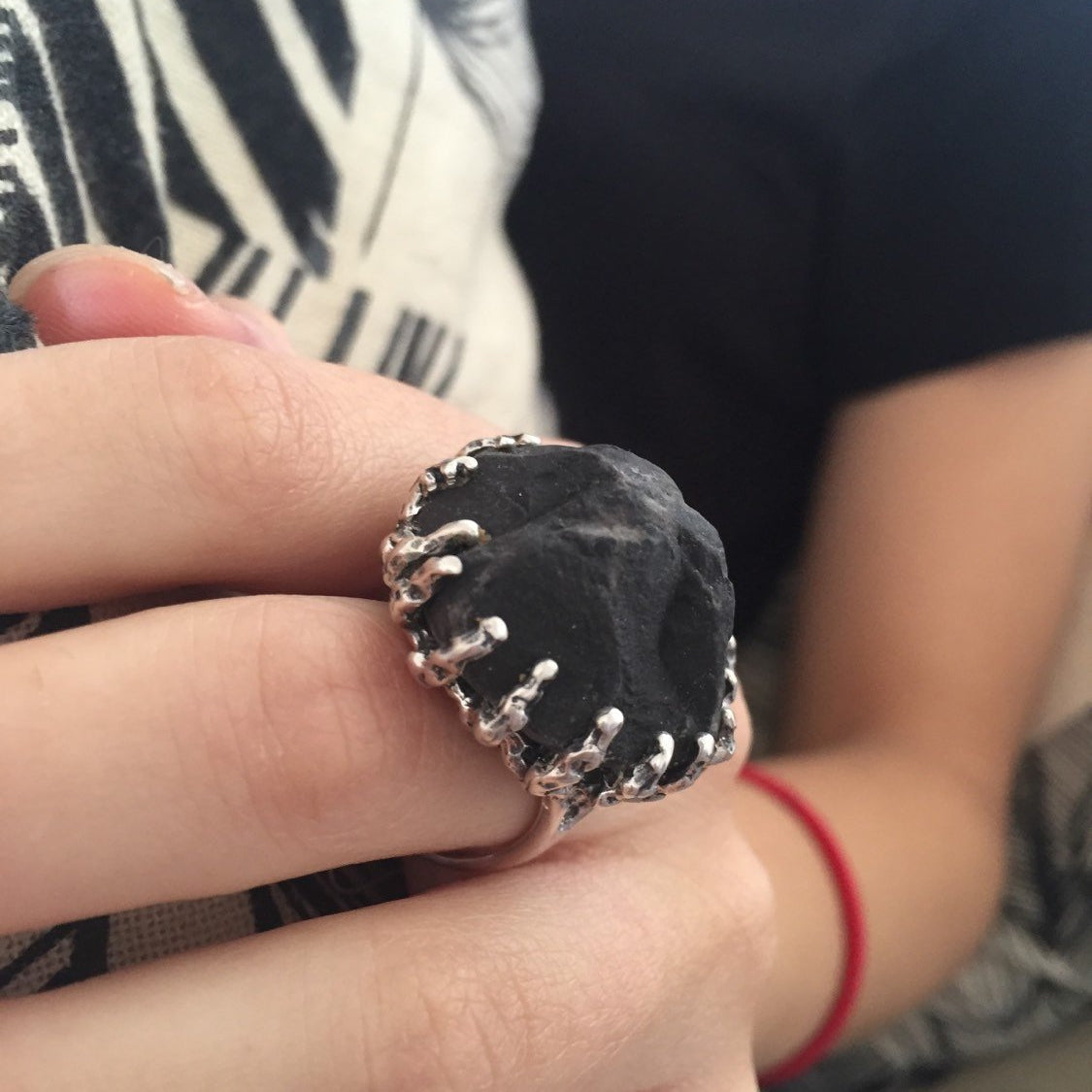 Statement Ring, Volcanic Agate Ring, Black Agate Ring, Game of Thrones Ring, Unique Ring, Pure Silver Ring, Unique Design Ring