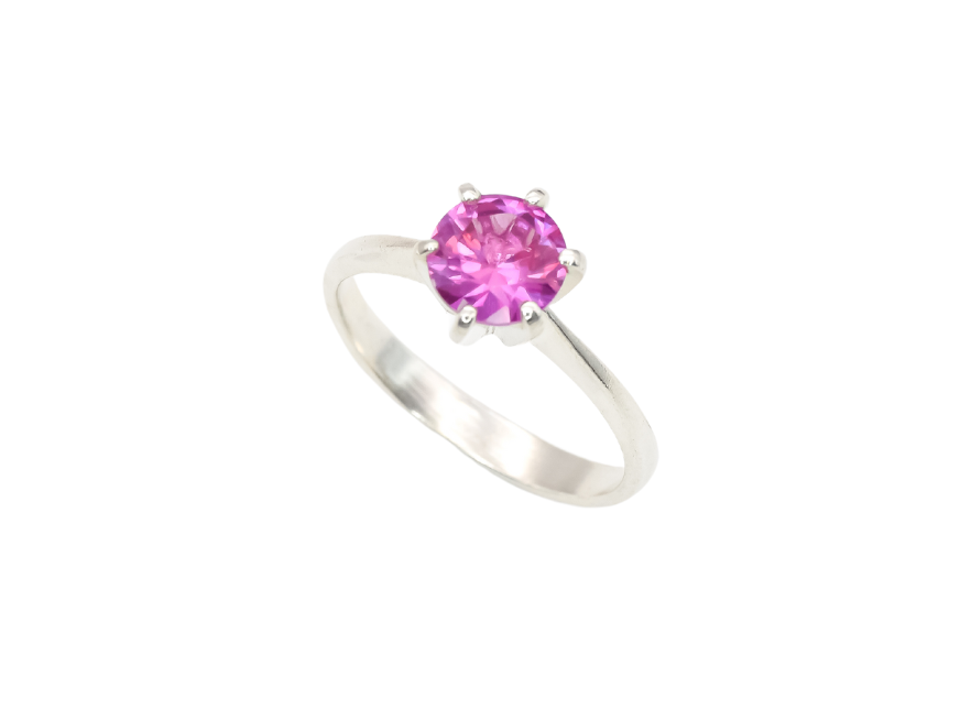 Engagement Round Pink Alexandrite Ring